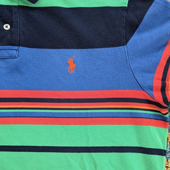 Polo Ralph Lauren Polo Short Sleeve Shirt Men's L Multi Color Stripped Polo - Picture 3 of 3